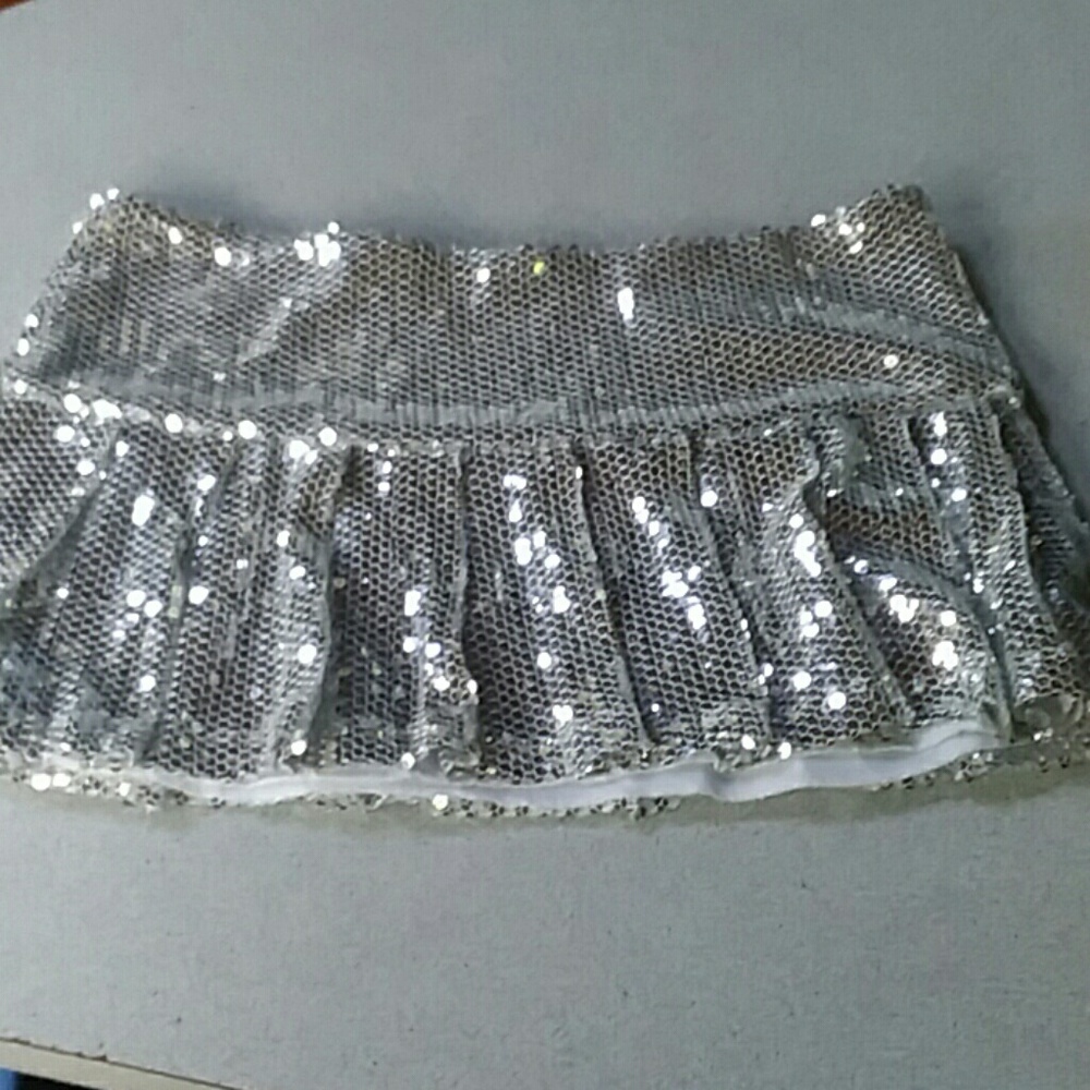 Silver sequence  mermaid mini skirt